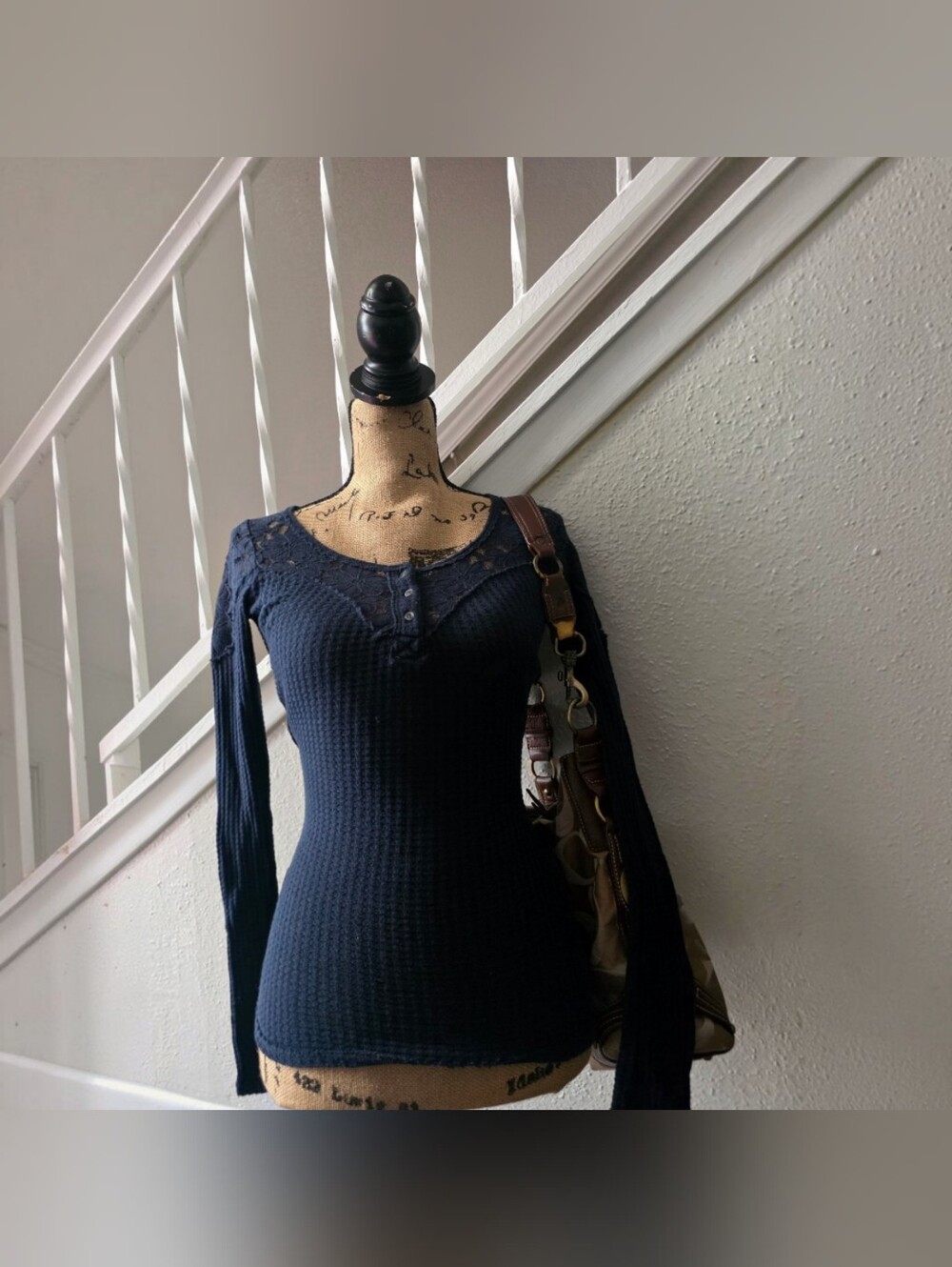 2000s Hollister Elena Gilbert long sleeve top with lace detailing Y2k Size XS